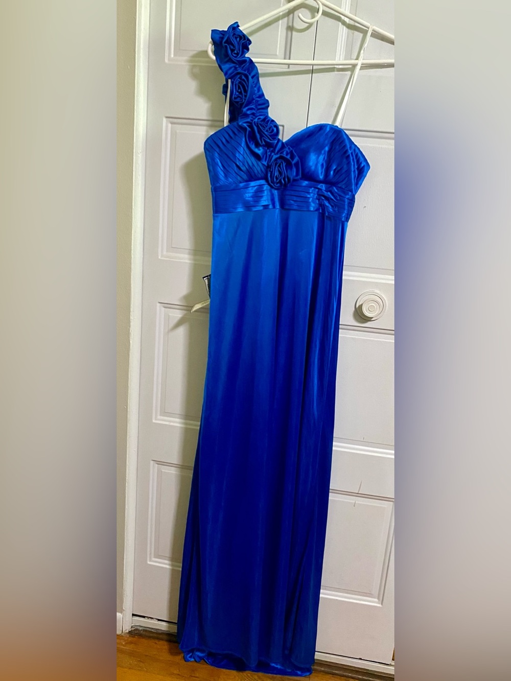 Morgan & Co. One-Shoulder Royal Blue Evening Gown
